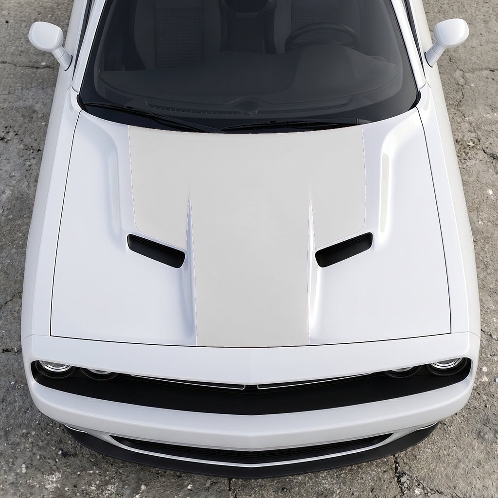 Hood Panel Decal/Sticker - The Foundation - Solid T-Shape - Matte Performance Trim Blackout Graphic Kit - For Dodge Challenger 2015-2024 - Premium Vinyl