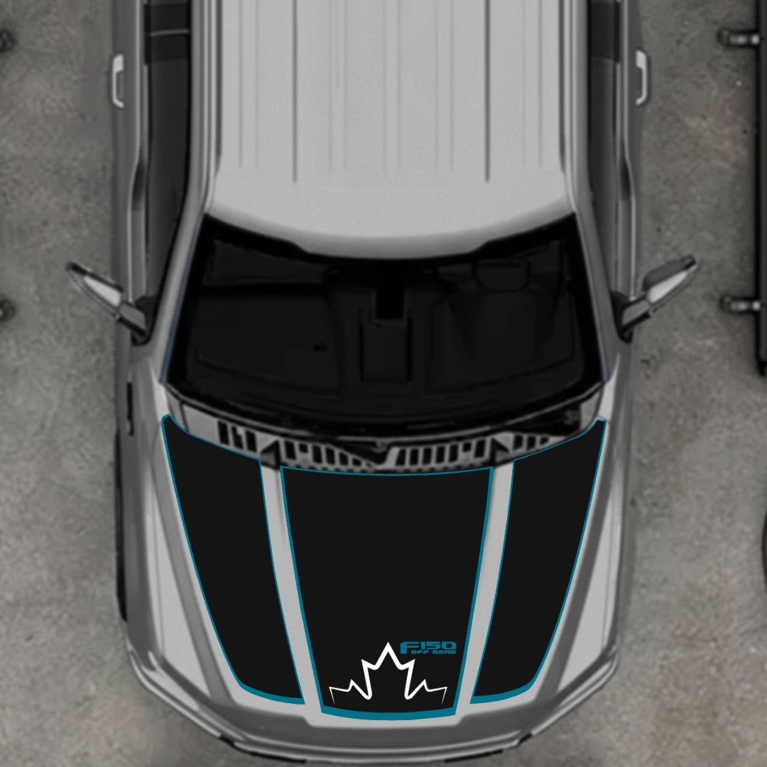 Hood Panel Decal/Sticker - Canada Style 1 - Cut - Border Graphic Kit - For Ford F-150 2020-2026 - Premium Vinyl