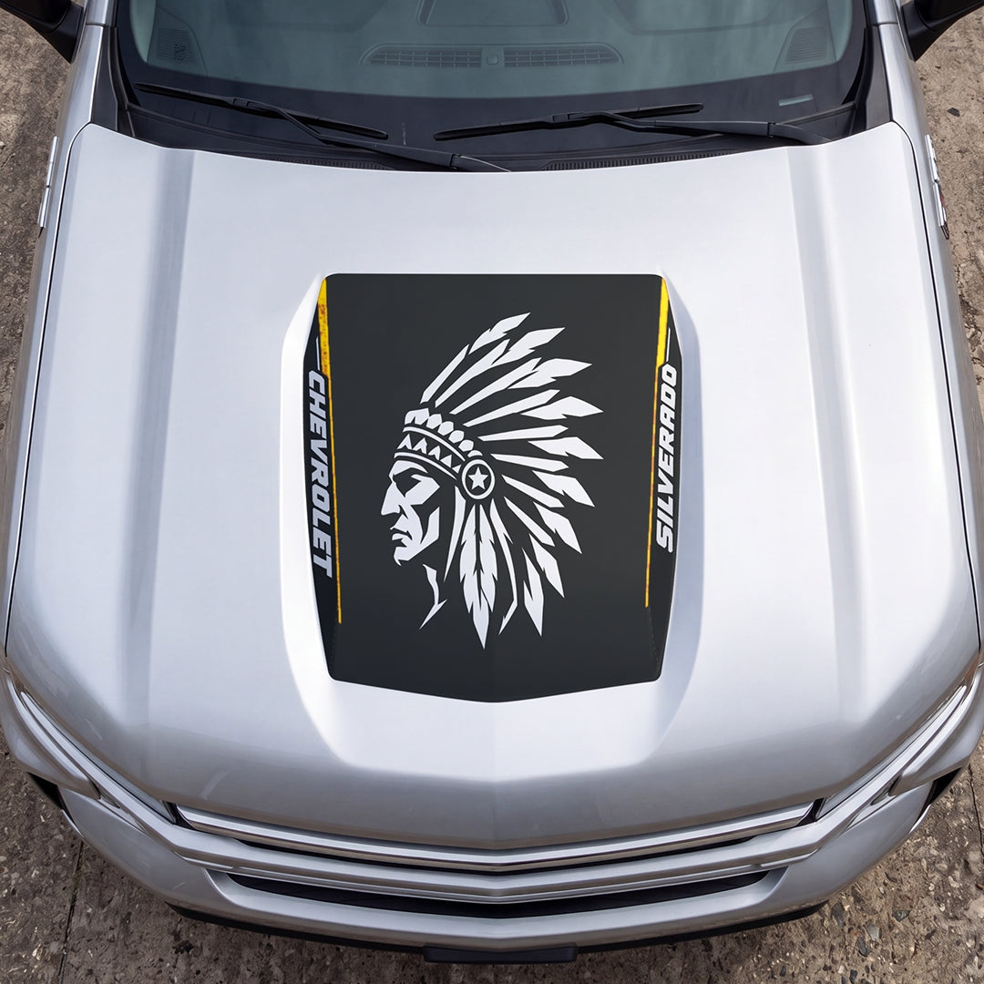 Hood Panel Decal/Sticker - Red Skin Graphic Decal Graphic Kit - For Chevrolet Silverado 2019-2024 - Premium Vinyl