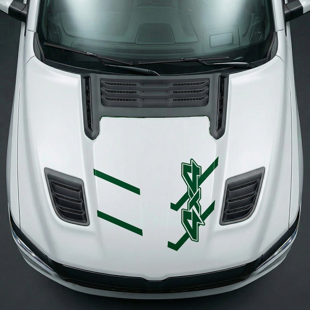 Hood Panel Decal/Sticker - Bold 4x4 Geometric Chevron - Cut Graphic Kit - For Dodge Ram 2019-2025 - Premium Vinyl