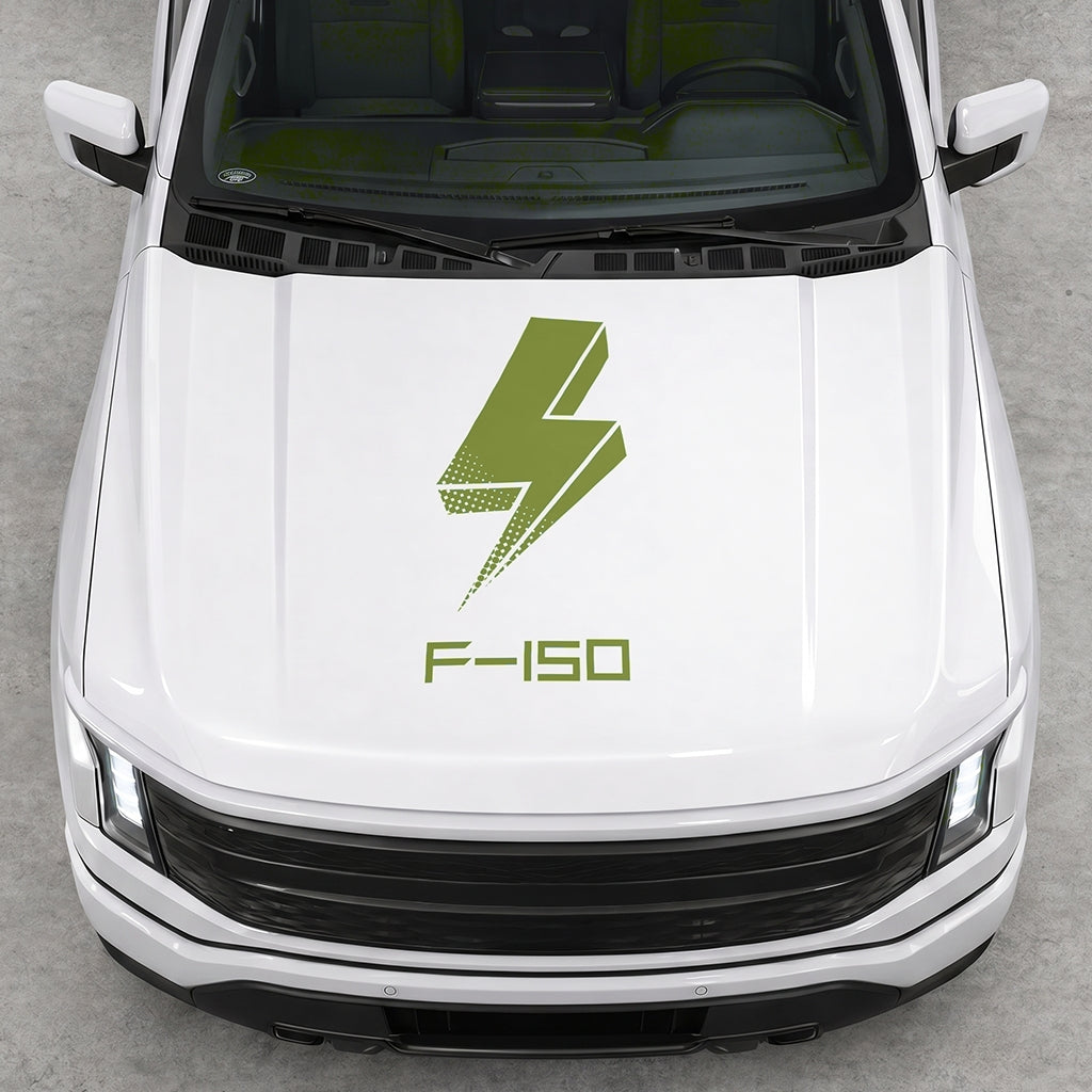 Hood Panel Decal/Sticker - Cut Bold Electric Graphic Decal Graphic Kit - For FORD F-150 2015-2020 - Premium Vinyl