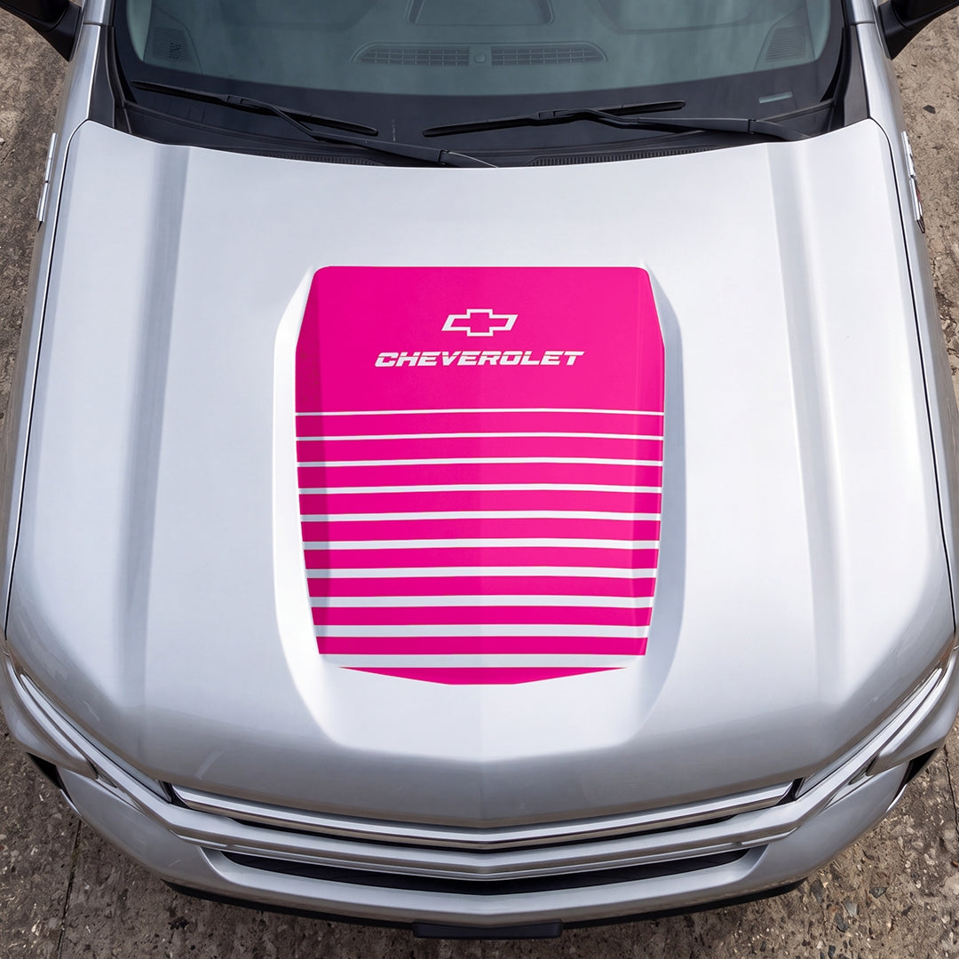 Hood Panel Decal/Sticker - Solid Wavy Graphic Decal Graphic Kit - For Chevrolet Silverado 2019-2024 - Premium Vinyl