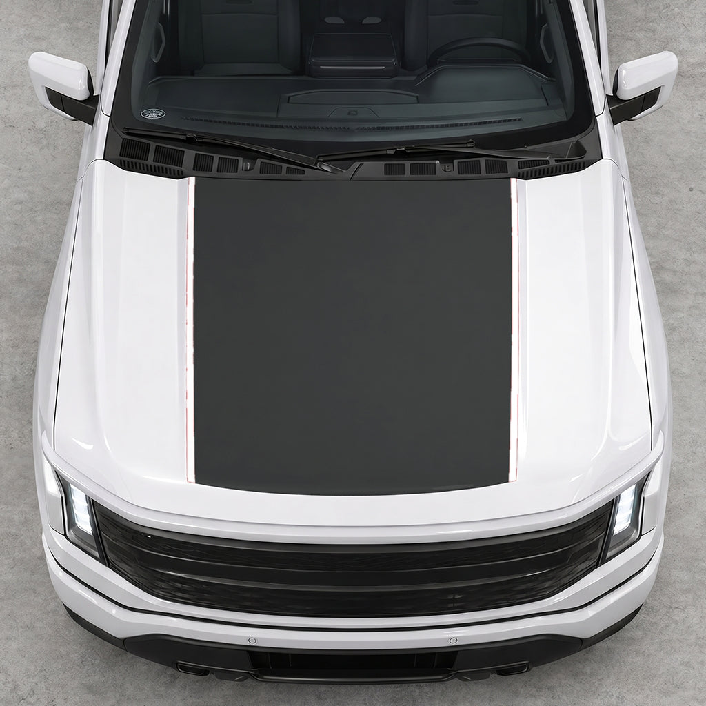 Hood Panel Decal/Sticker - Solid with Border Graphic Decal Graphic Kit - For Ford F-150 2015-2020 - Premium Vinyl