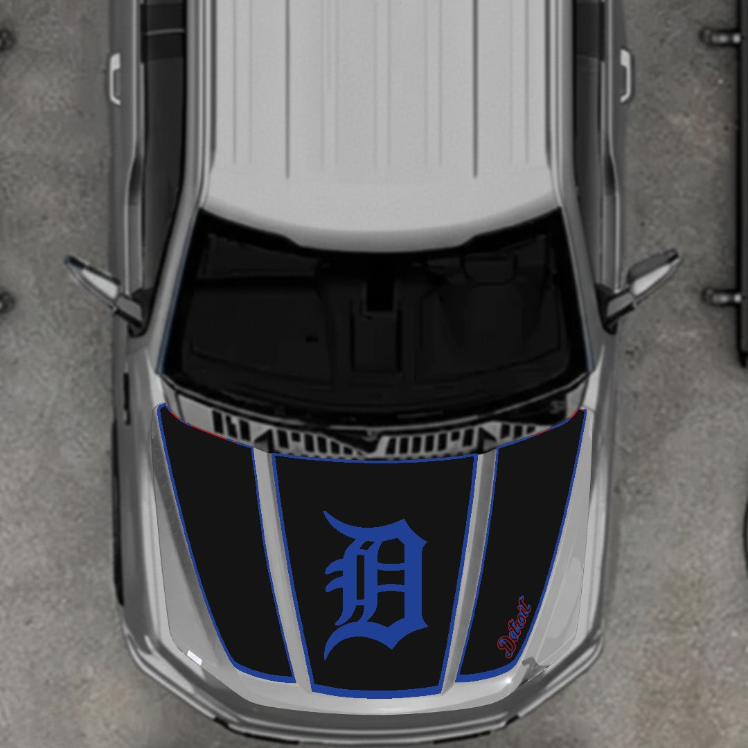 Hood Panel Decal/Sticker - Detroit Intial - Border Graphic Kit - For Ford F-150 2020-2026 - Premium Vinyl