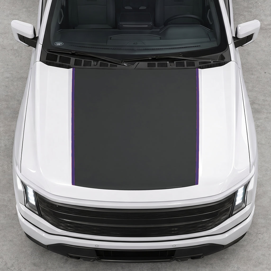 Hood Panel Decal/Sticker - Solid with Border Graphic Decal Graphic Kit - For Ford F-150 2015-2020 - Premium Vinyl