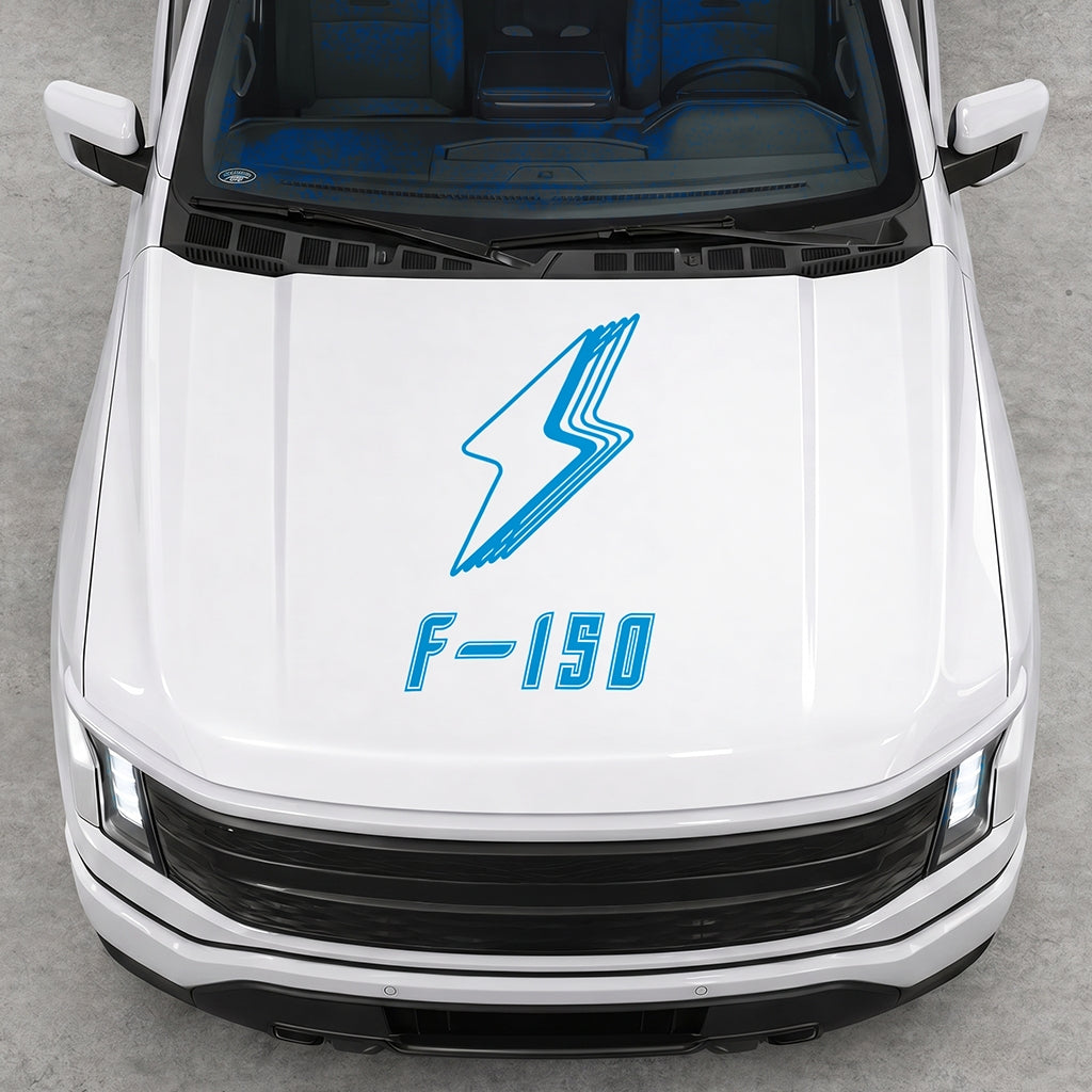Hood Panel Decal/Sticker - Cut Bordered Electric F150 Graphic Decal Graphic Kit - For FORD F-150 2015-2020 - Premium Vinyl