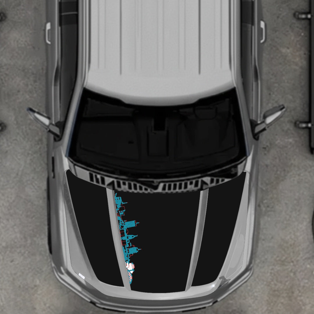 Hood Panel Decal/Sticker - Winnipeg Skyline Graphic Kit - For Ford F-150 2020-2026 - Premium Vinyl