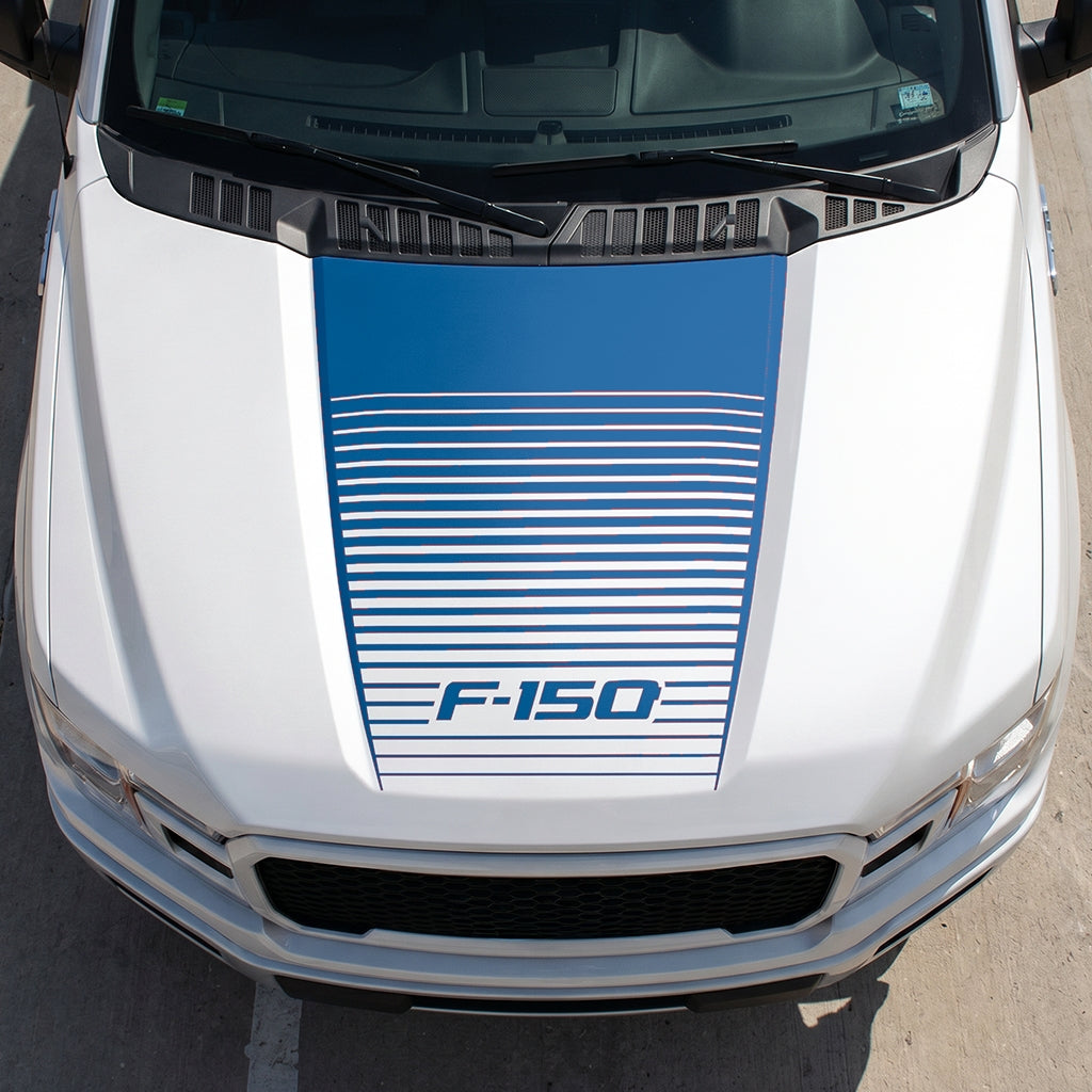 Hood Panel Decal/Sticker - Waves Graphic Decal Graphic Kit - For Ford F-150 2015-2020 - Premium Vinyl