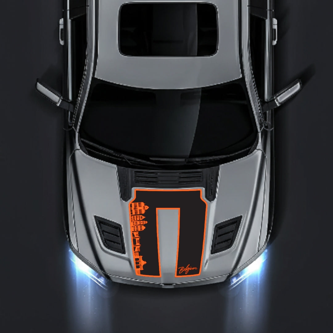 Hood Panel Decal/Sticker - Belgium Skyline - Border Graphic Kit - For Dodge RAM 1500 2019-2025 - Premium Vinyl