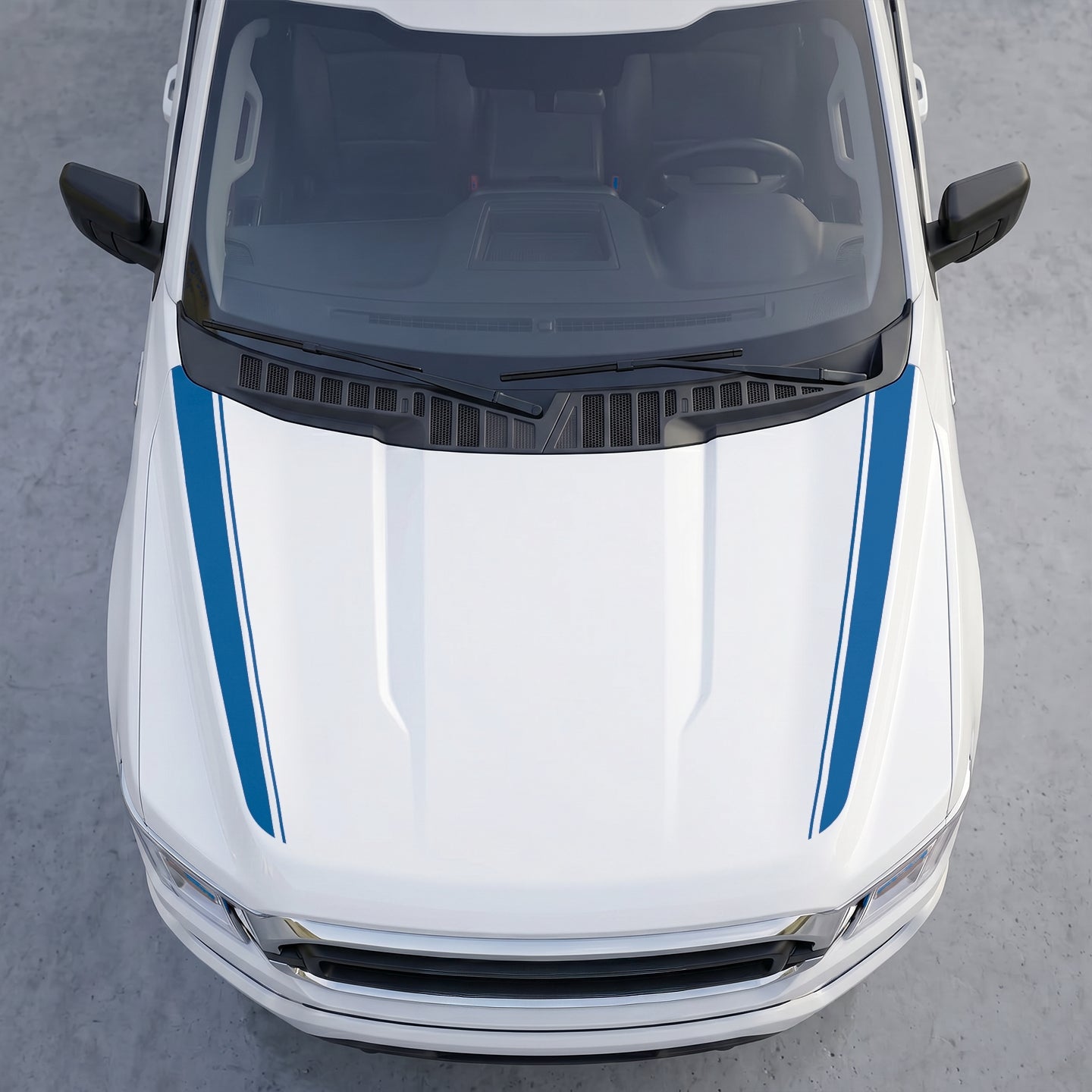 Hood Panel Decal/Sticker - Dual Pinstripe Hood Cowl Decals – Sport Outer Edge Accent Stripes Vinyl Graphics Kit Graphic Kit - For Ford F-150 F150 2015-2020 - Premium Vinyl