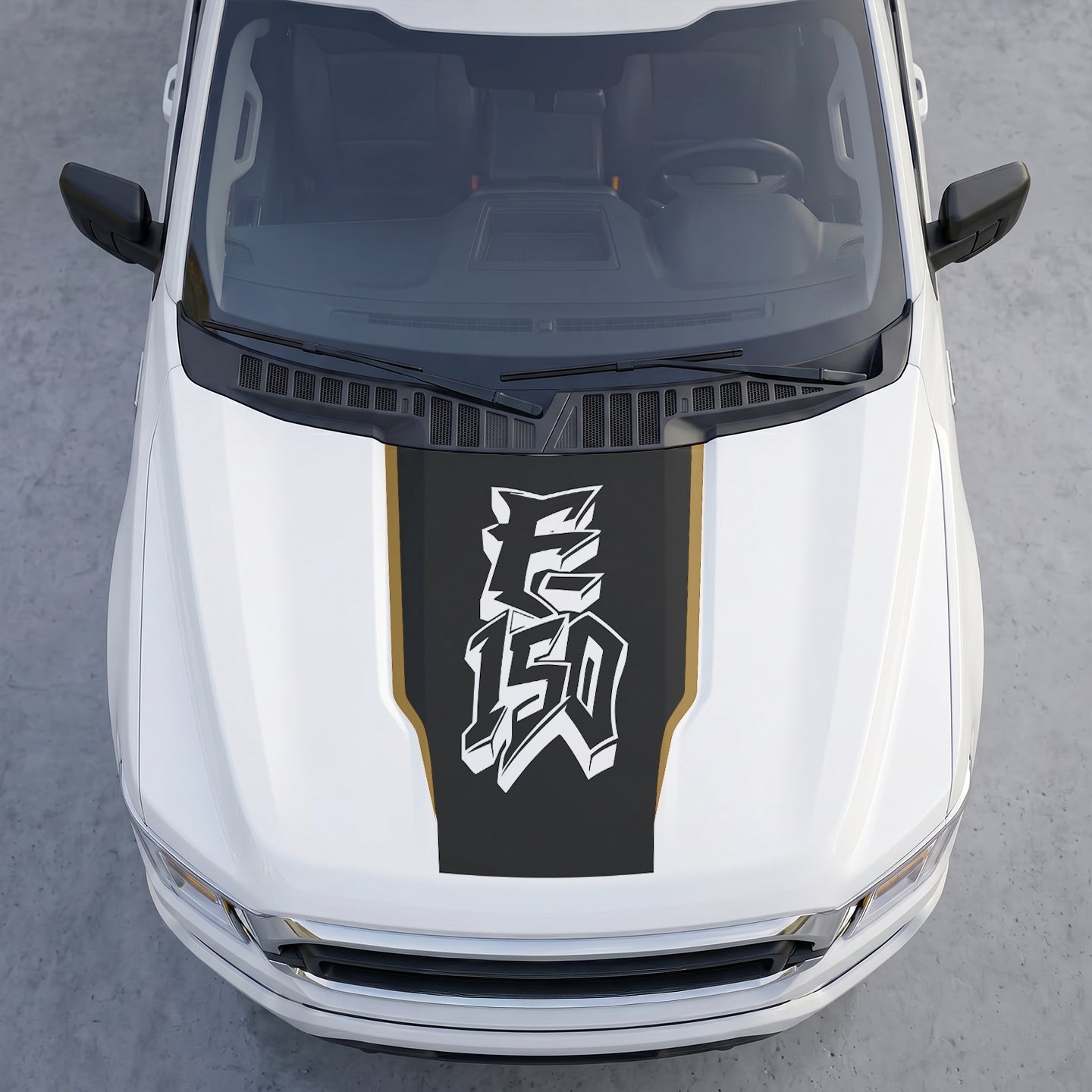 Hood Panel Decal/Sticker - Street Style Graffiti Hood Decal – Matte Black Wrap with 3D Urban Font Graphic Kit - For Ford F-150 F150 2015-2020 - Premium Vinyl