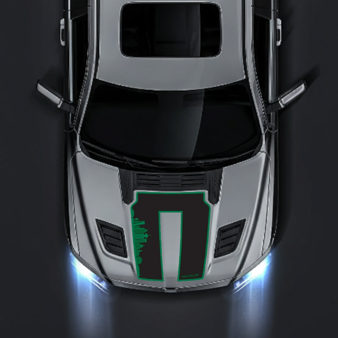 Performance Hood Panel Decal/Sticker - Vancouver Skyline - Border Graphic Kit - For Dodge RAM 1500 2019-2025 - Premium Vinyl