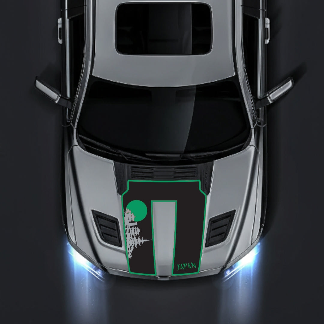 Hood Panel Decal/Sticker - Japan Skyline - Cut - Border Graphic Kit - For Dodge RAM 1500 2019-2025 - Premium Vinyl