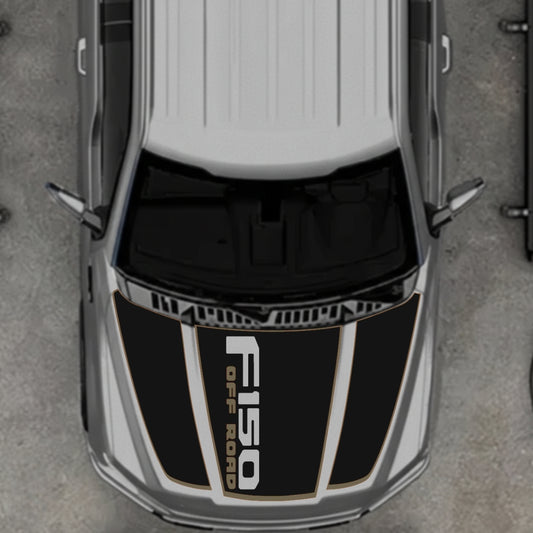 Hood Panel Decal/Sticker - Style 3 - Cut - Border Graphic Kit - For Ford F-150 2020-2026 - Premium Vinyl