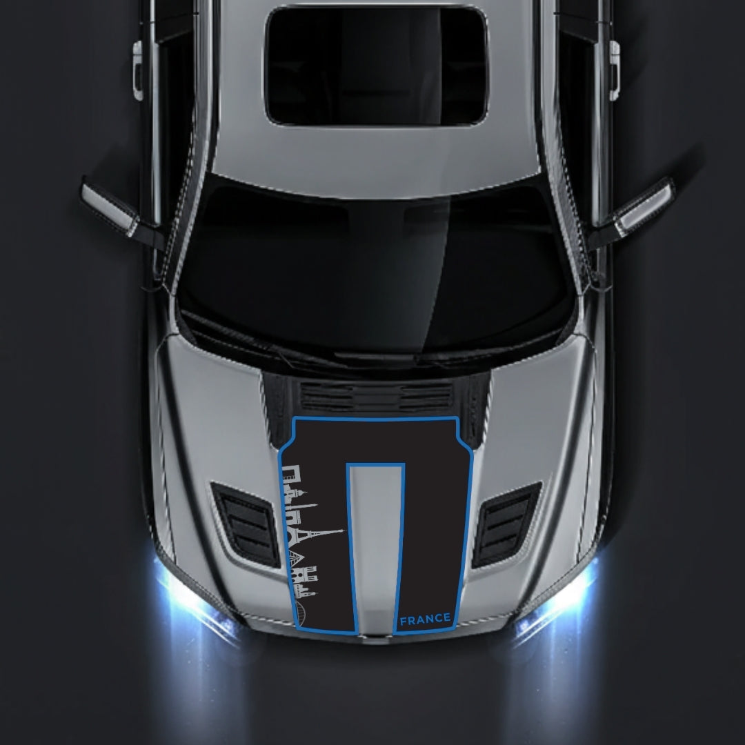 Performance Hood Panel Decal/Sticker - France Skyline - Cut - Border Graphic Kit - For Dodge RAM 1500 2019-2025 - Premium Vinyl