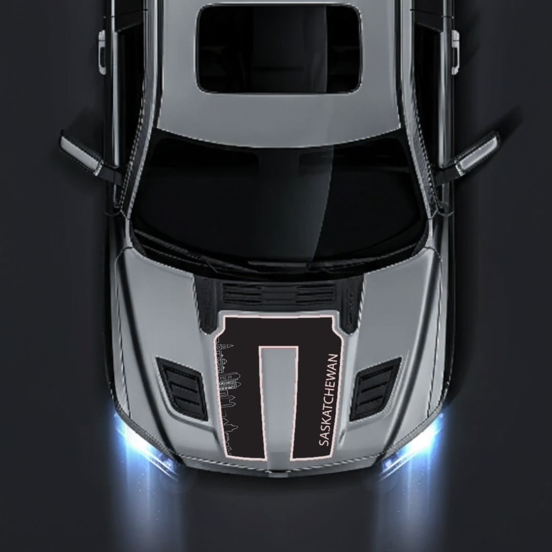 Hood Panel Decal/Sticker - Saskatchewan Skyline - Cut - Border Graphic Kit - For Dodge RAM 1500 2019-2025 - Premium Vinyl