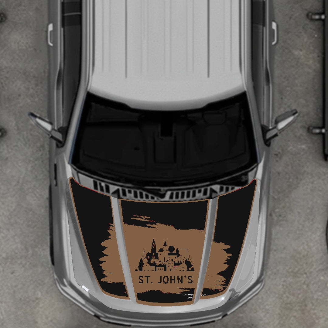 Hood Panel Decal/Sticker - St John's Border Graphic Kit - For Ford F-150 2020-2026 - Premium Vinyl