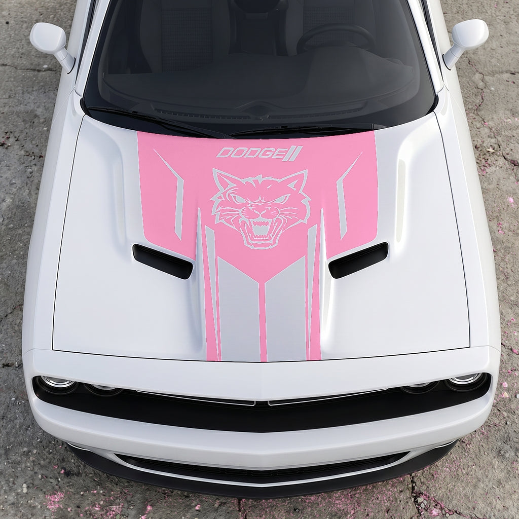 Hood Panel Decal/Sticker - Hellcat Frontal Assault Logo - Symmetrical Side-Accented Graphic Kit - For Dodge Challenger 2015-2024 - Premium Vinyl