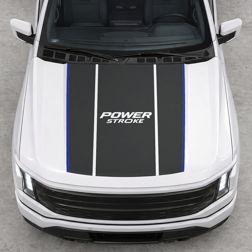 Hood Panel Decal/Sticker - Power Stroke Graphic Decal Graphic Kit - For Ford F-150 2015-2020 - Premium Vinyl