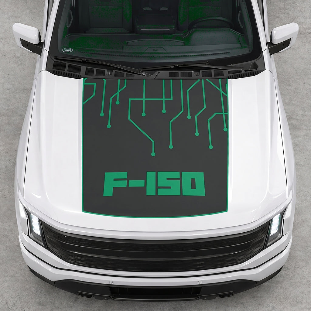 Hood Panel Decal/Sticker - F150 Electric Circuit Graphic Decal Graphic Kit - For FORD F-150 2015-2020 - Premium Vinyl