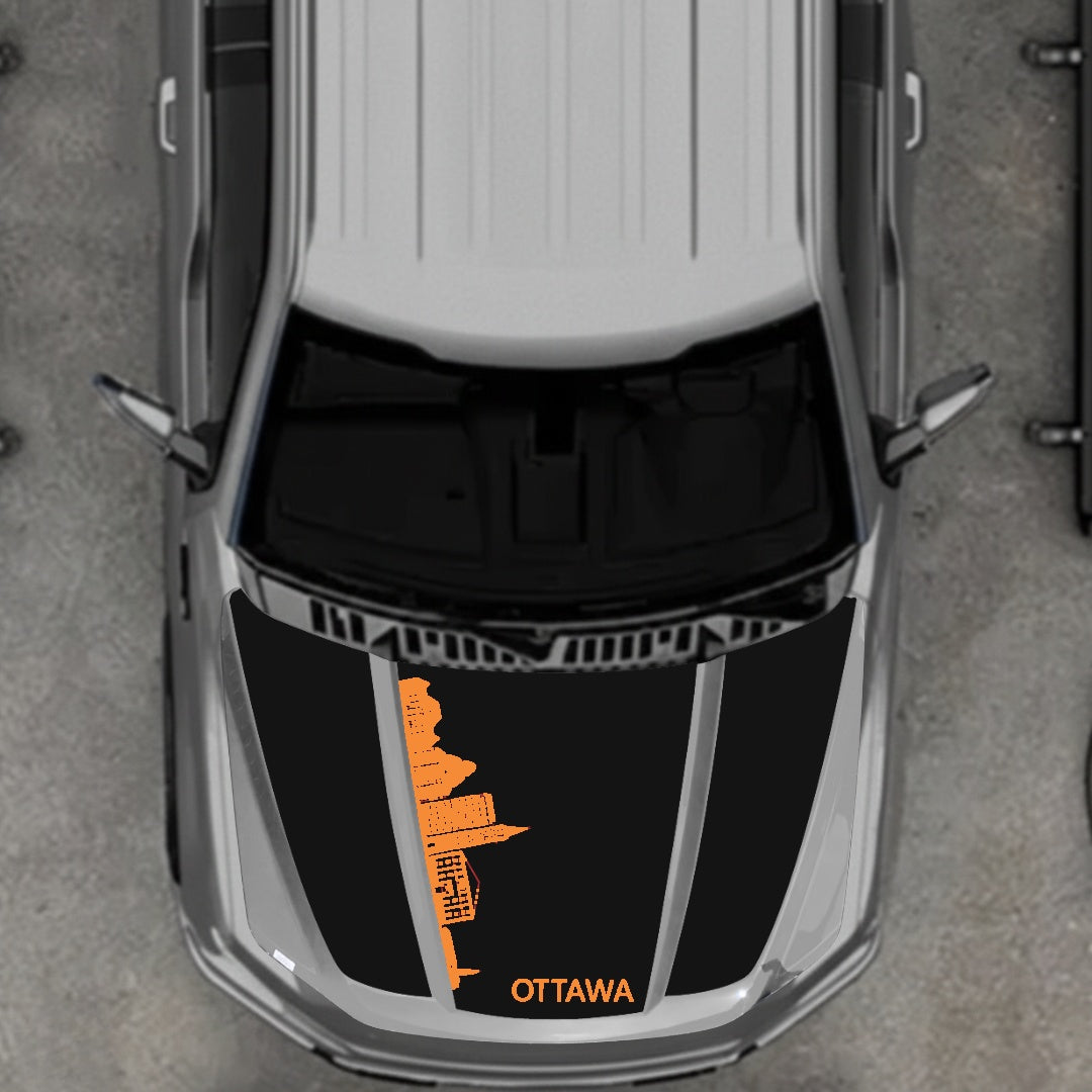 Hood Panel Decal/Sticker - Ottawa Skyline Graphic Kit - For Ford F-150 2020-2026 - Premium Vinyl