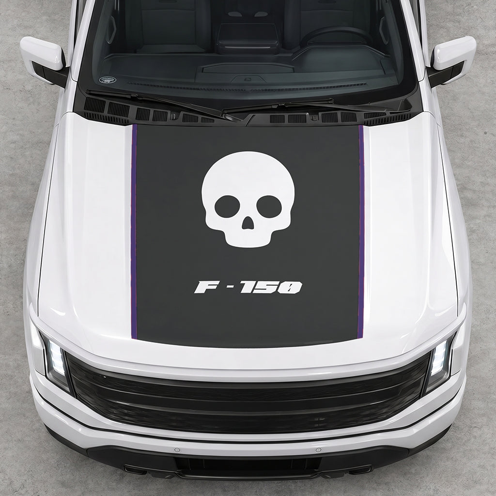 Hood Panel Decal/Sticker - Skull Graphic Decal Graphic Kit - For Ford F-150 2015-2020 - Premium Vinyl