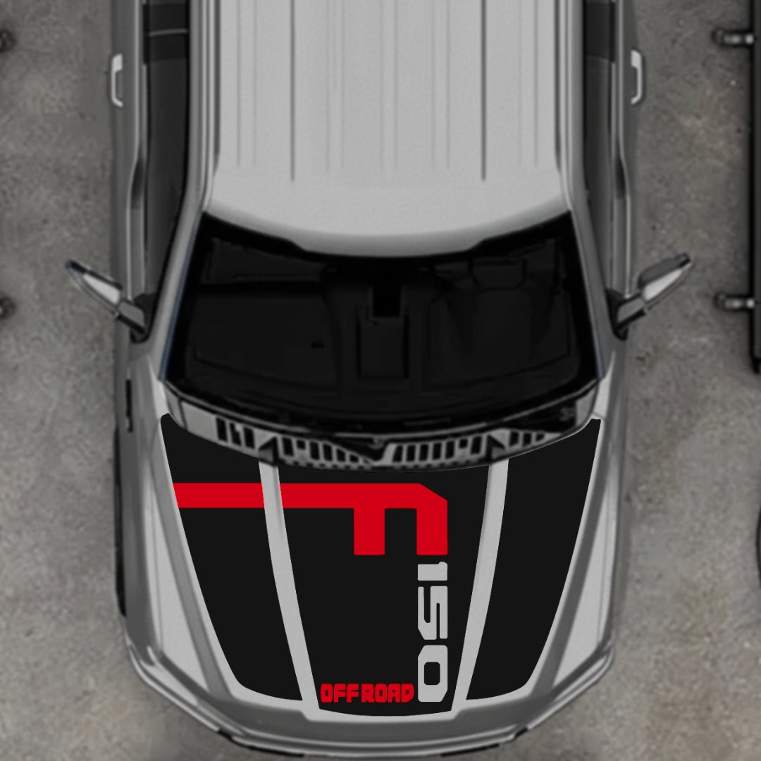 Hood Panel Decal/Sticker - Stlye 8 - Cut Graphic Kit - For Ford F-150 2020-2026 - Premium Vinyl