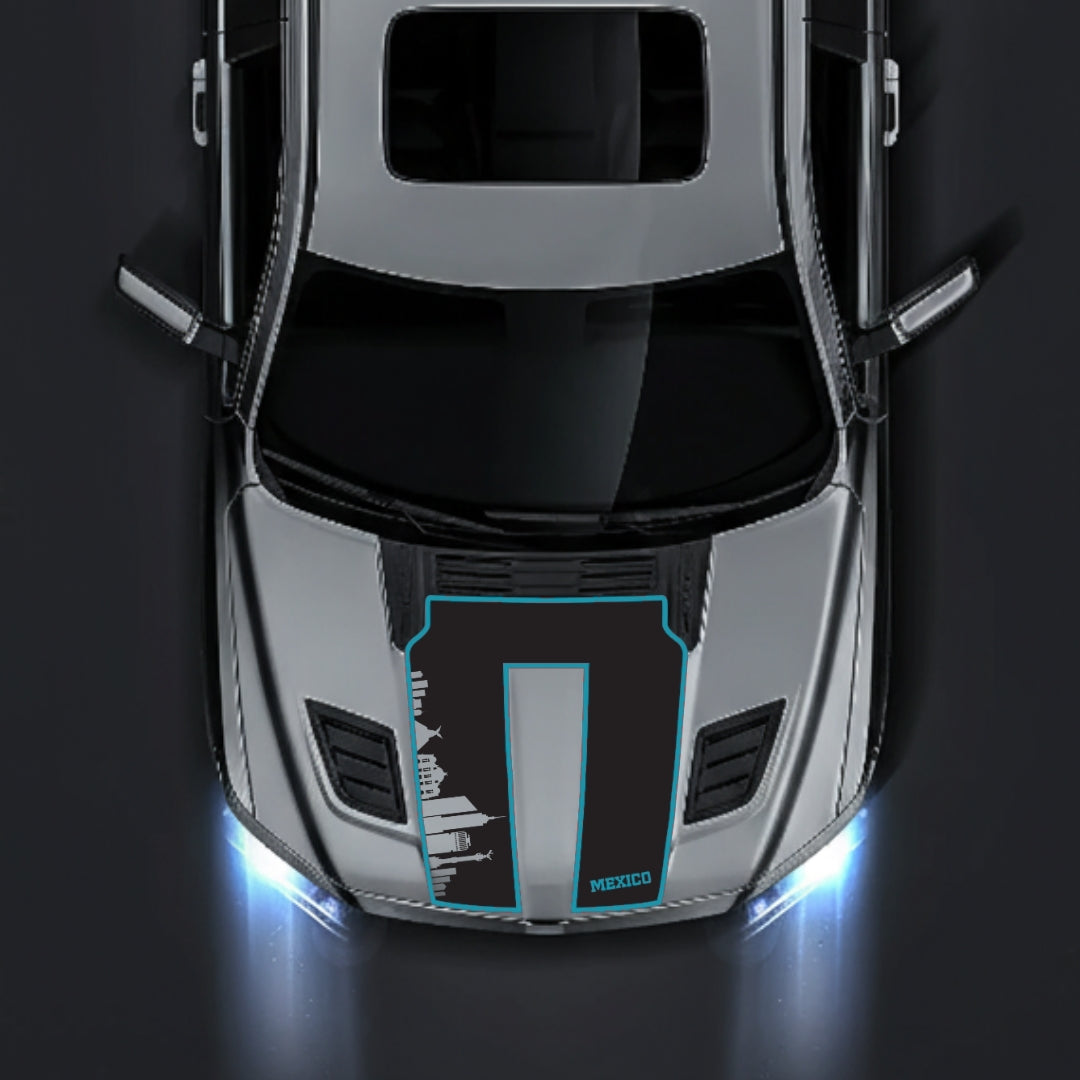 Hood Panel Decal/Sticker - Mexico Skyline - Cut - Border Graphic Kit - For Dodge RAM 1500 2019-2025 - Premium Vinyl