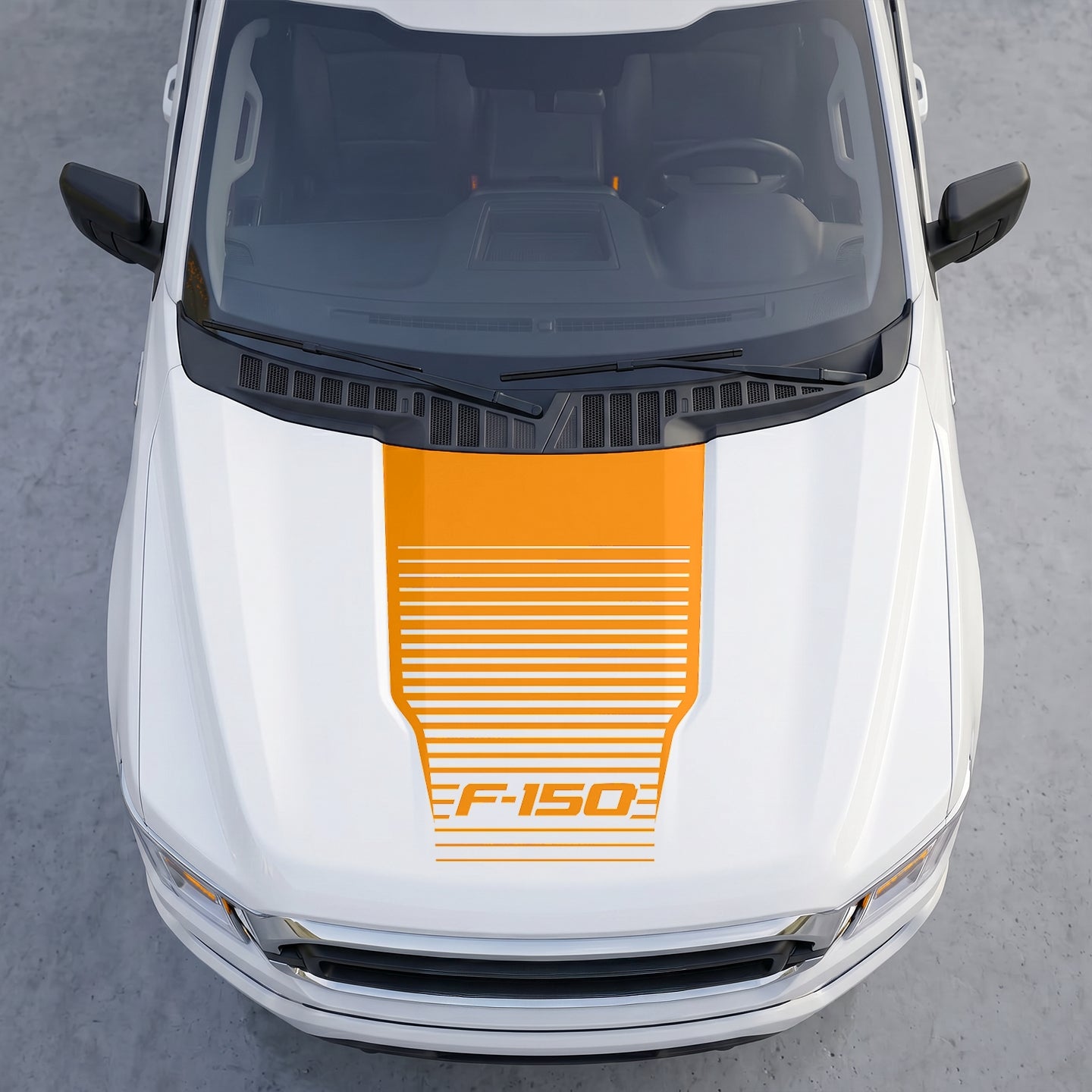 Hood Panel Decal/Sticker - Speedline Fade Hood Decal Wrap – Solid Center Shield with Horizontal Louver Stripe Grille Graphic Kit - For Ford F-150 F150 2015-2020 - Premium Vinyl