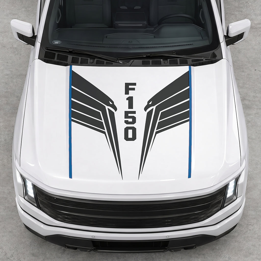 Hood Panel Decal/Sticker - Twin Eagle Wings Graphic Decal Graphic Kit - For Ford F-150 2015-2020 - Premium Vinyl