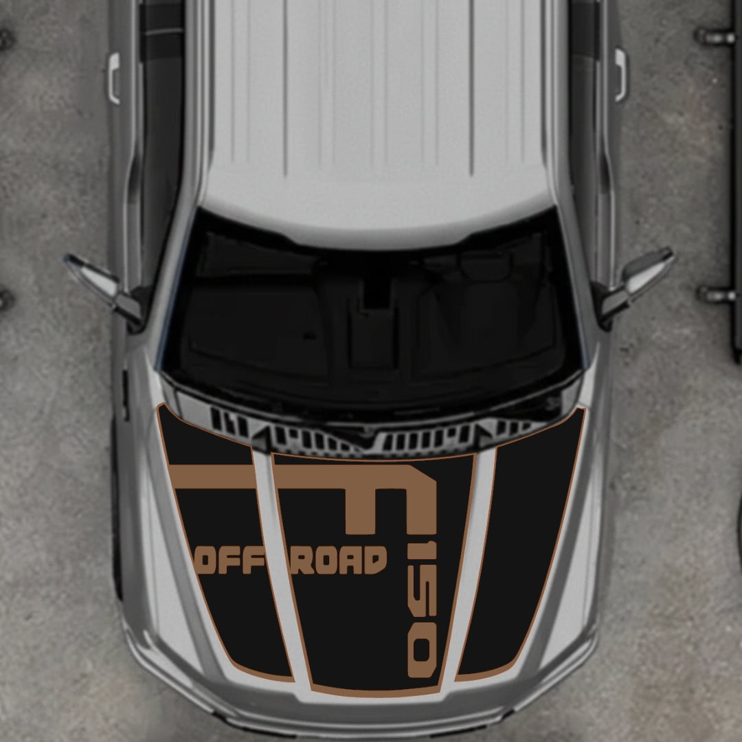 Hood Panel Decal/Sticker - Style 6 - Border Graphic Kit - For Ford F-150 2020-2026 - Premium Vinyl