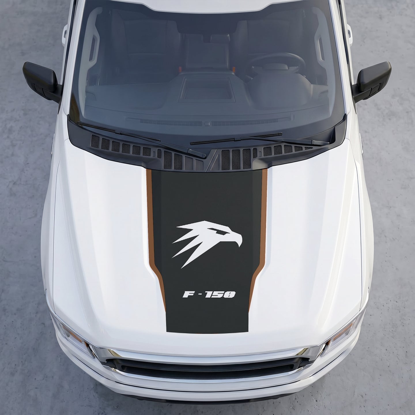 Hood Panel Decal/Sticker - Tactical Eagle Head Hood Decal – Minimalist Geometric Hawk Vinyl Sticker Graphic Kit - For Ford F-150 F150 2015-2020 - Premium Vinyl