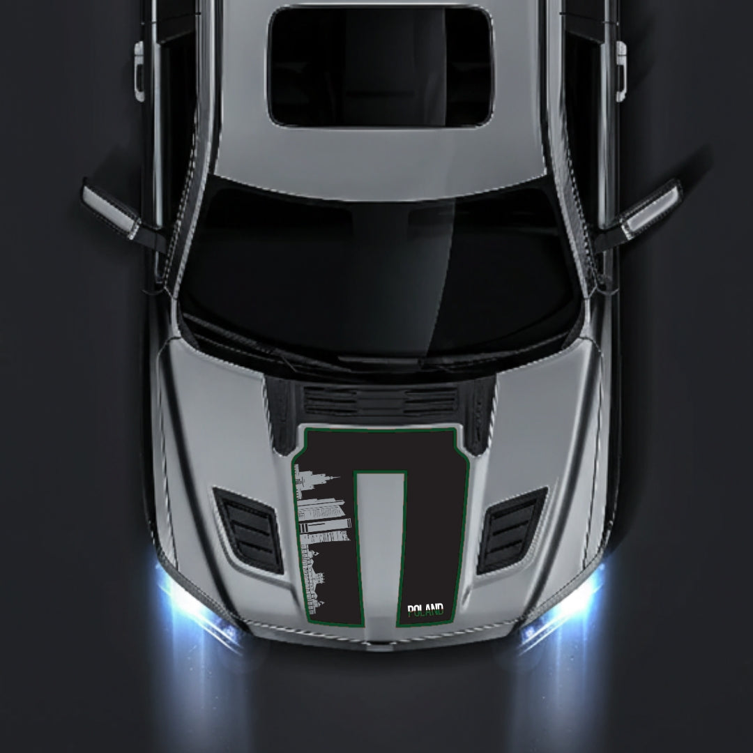 Hood Panel Decal/Sticker - Poland Skyline - Cut - Border Graphic Kit - For Dodge RAM 1500 2019-2025 - Premium Vinyl