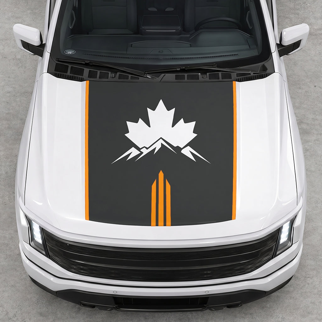 Hood Panel Decal/Sticker - Maple and Mountain Graphic Decal Graphic Kit - For Ford F-150 2015-2020 - Premium Vinyl