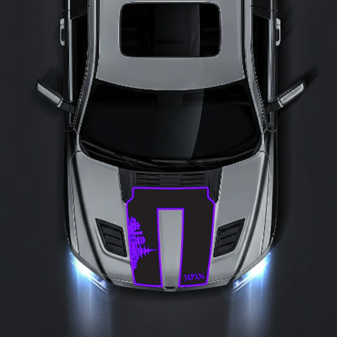 Performance Hood Panel Decal/Sticker - Japan Skyline - Border Graphic Kit - For Dodge RAM 1500 2019-2025 - Premium Vinyl