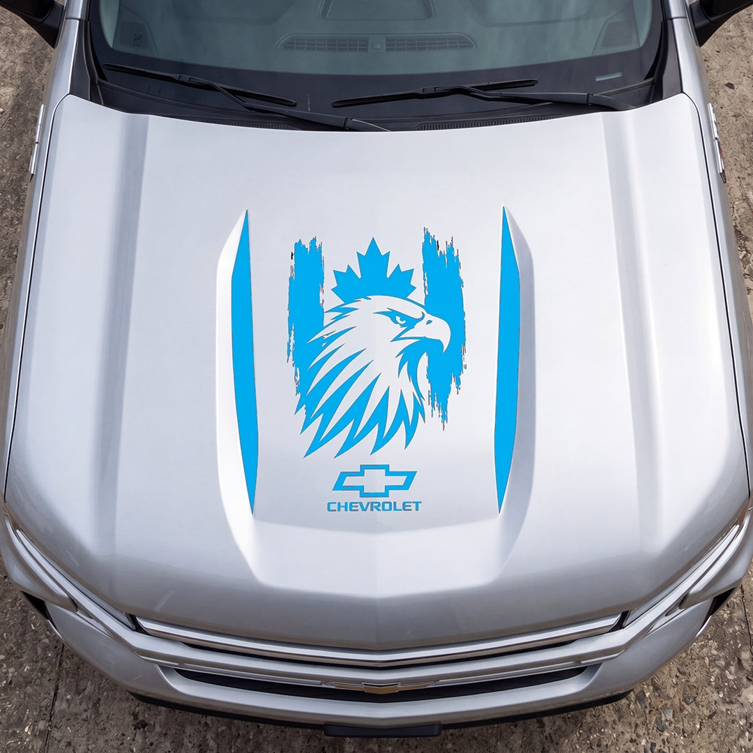 Hood Panel Decal/Sticker - Canadaian Eagle Head Graphic Decal Graphic Kit - For Chevrolet Silverado 2019-2024 - Premium Vinyl