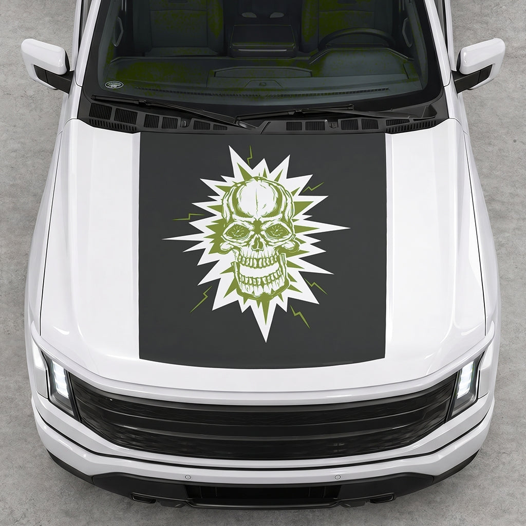 Hood Panel Decal/Sticker - Electric Skull Graphic Decal Graphic Kit - For FORD F-150 2015-2020 - Premium Vinyl