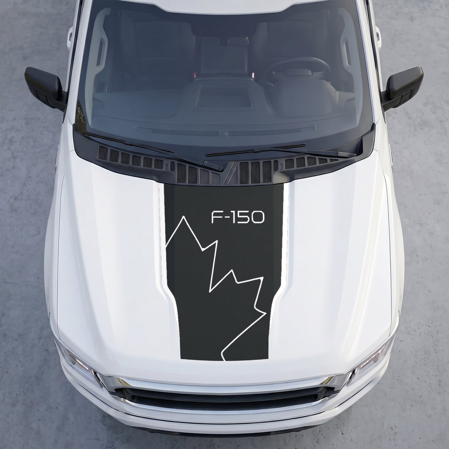 Hood Panel Decal/Sticker - Distressed Maple Leaf Hood Decal – Minimalist Line Canada Flag Graphic Graphic Kit - For Ford F-150 F150 2015-2020 - Premium Vinyl
