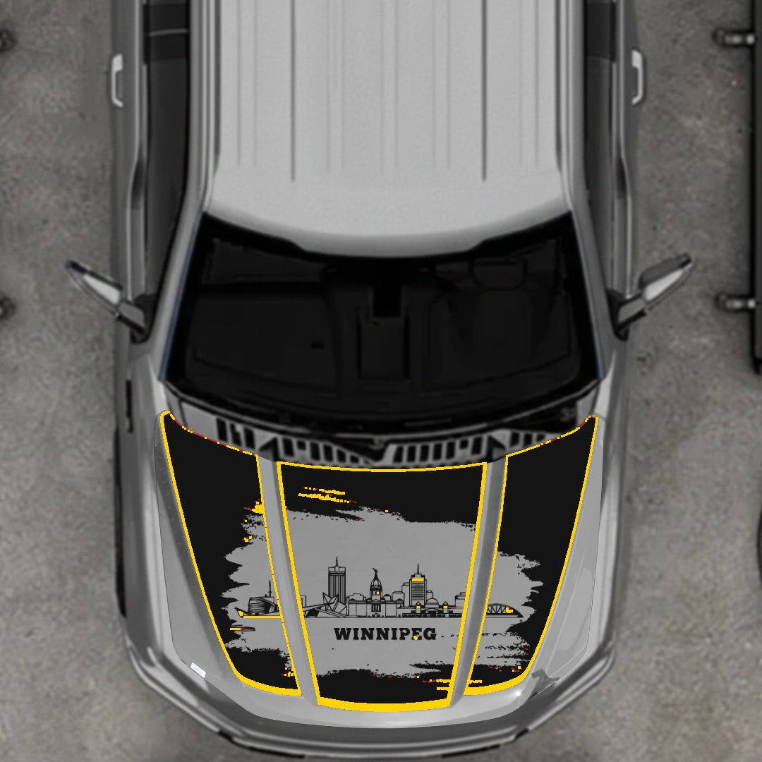 Hood Panel Decal/Sticker - Winnipeg - Cut - Border Graphic Kit - For Ford F-150 2020-2026 - Premium Vinyl