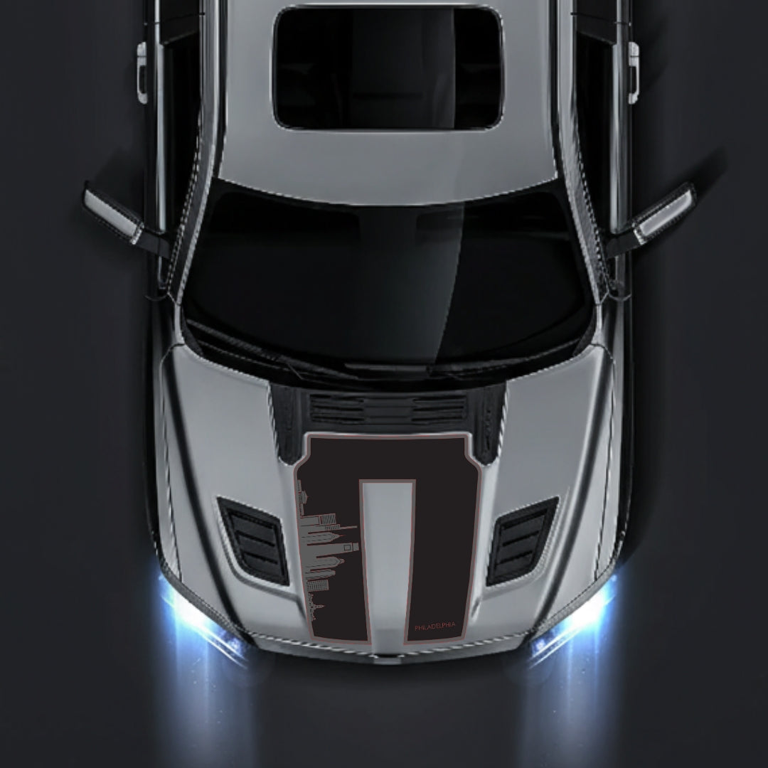Hood Panel Decal/Sticker - Philadelphia Skyline - Border Graphic Kit - For Dodge RAM 1500 2019-2025 - Premium Vinyl