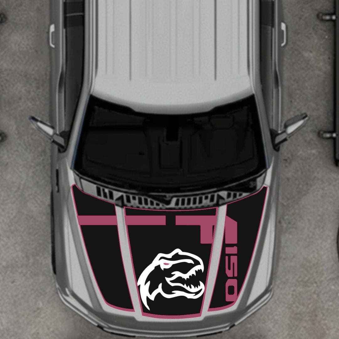 Hood Panel Decal/Sticker - Rex Style 3 - Border Graphic Kit - For Ford F-150 2020-2026 - Premium Vinyl
