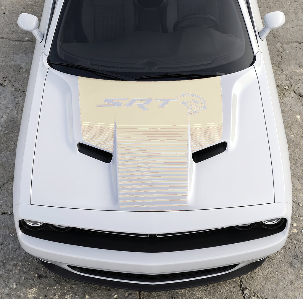 Hood Panel Decal/Sticker - Dodge Challenger SRT Hellcat Edition - Speed Fade Gradient Graphic Kit - For Dodge Challenger 2015-2024 - Premium Vinyl