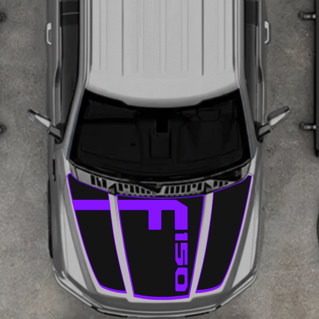Hood Panel Decal/Sticker - Style 3 - Border Graphic Kit - For Ford F-150 2020-2026 - Premium Vinyl