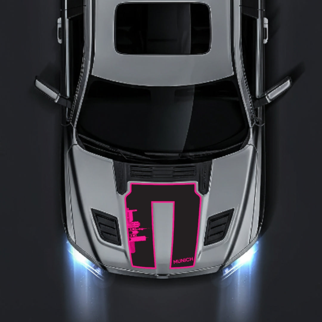 Hood Panel Decal/Sticker - Munich Skyline - Border Graphic Kit - For Dodge RAM 1500 2019-2025 - Premium Vinyl