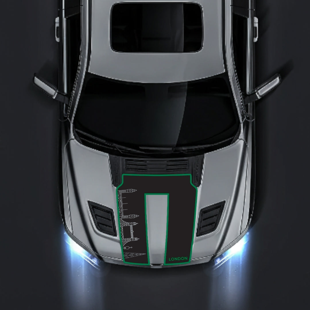 Performance Hood Panel Decal/Sticker - London Skyline - Cut - Border Graphic Kit - For Dodge RAM 1500 2019-2025 - Premium Vinyl