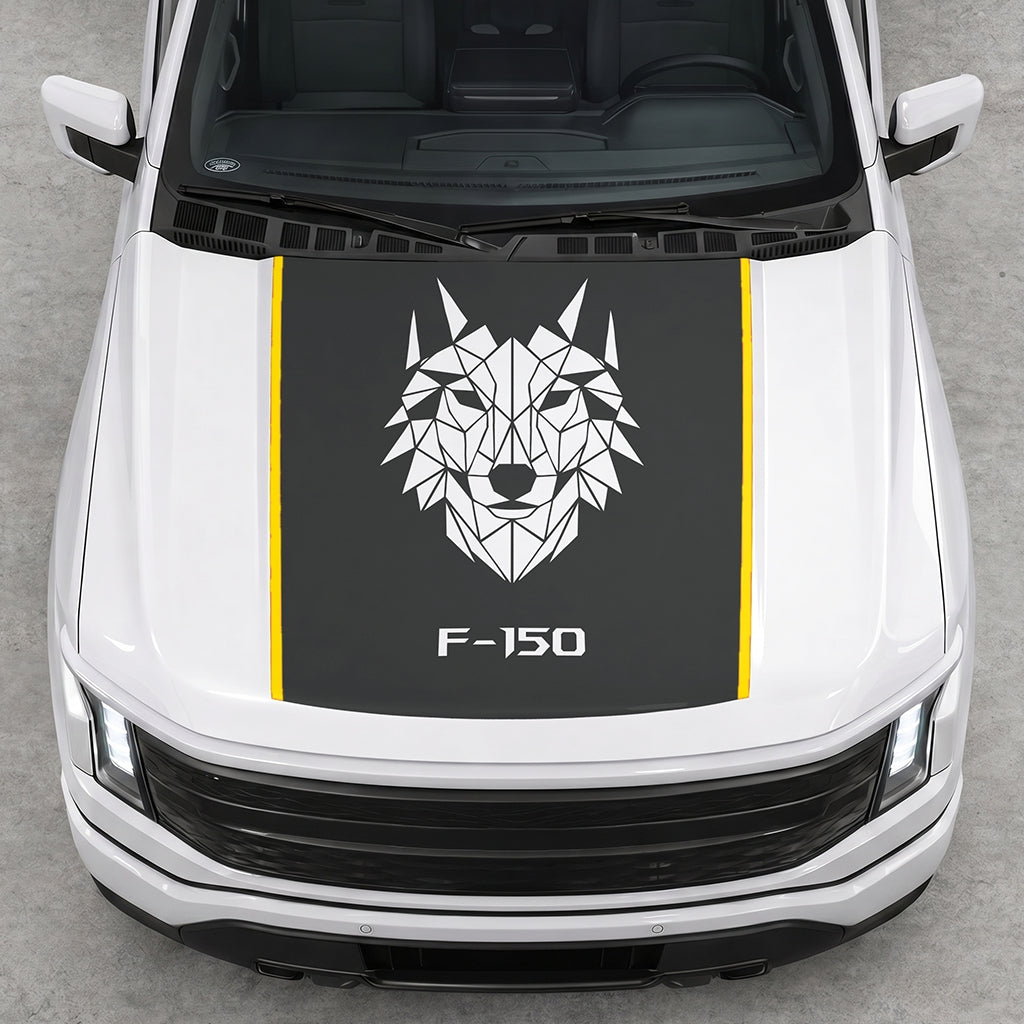 Hood Panel Decal/Sticker - Wolf Head Graphic Decal Graphic Kit - For Ford F-150 2015-2020 - Premium Vinyl