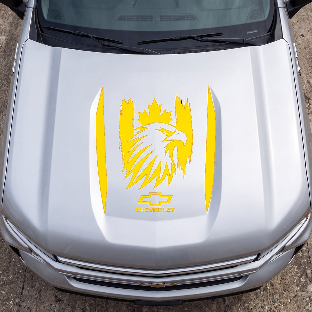 Hood Panel Decal/Sticker - Canadaian Eagle Head Graphic Decal Graphic Kit - For Chevrolet Silverado 2019-2024 - Premium Vinyl