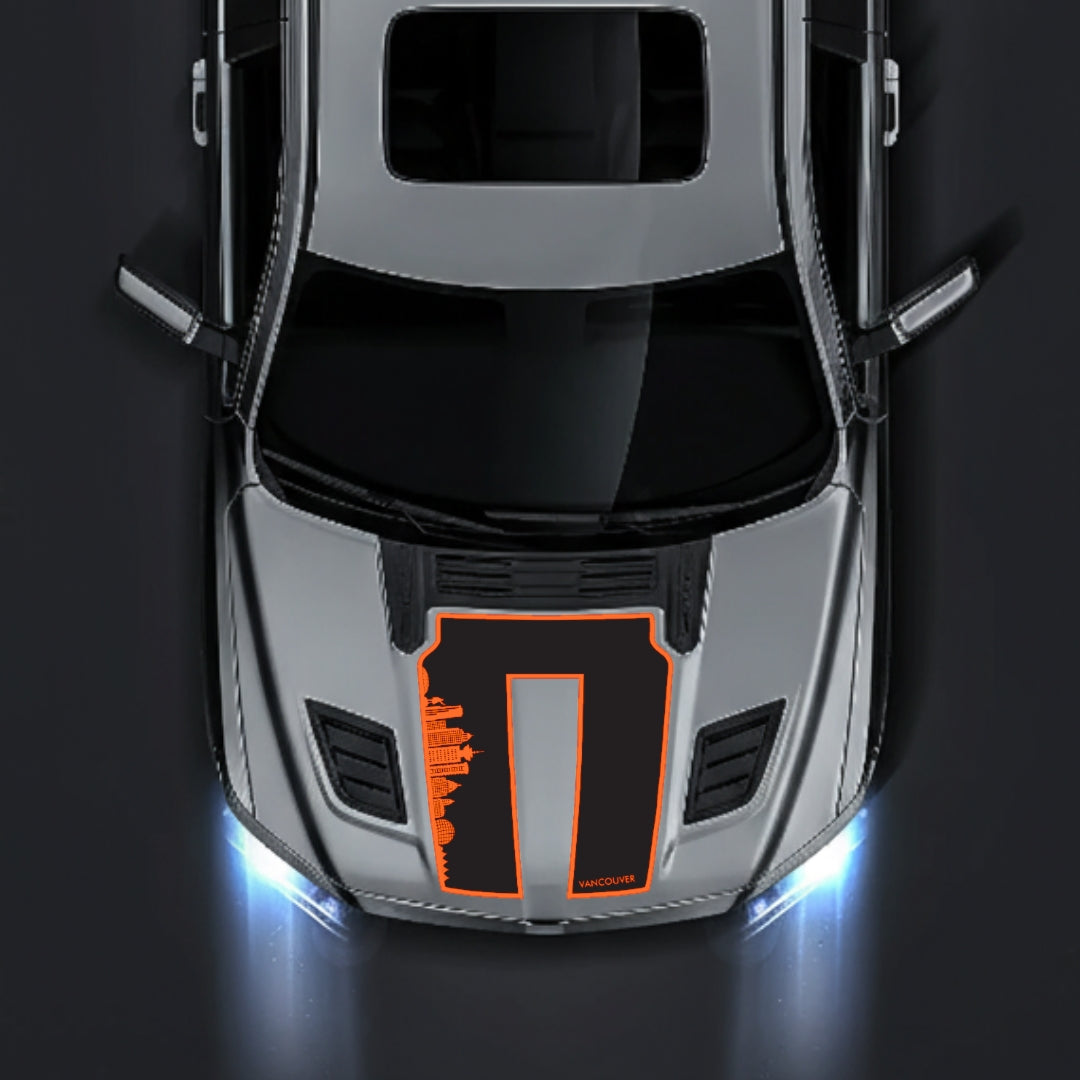 Hood Panel Decal/Sticker - Vancouver Skyline - Border Graphic Kit - For Dodge RAM 1500 2019-2025 - Premium Vinyl