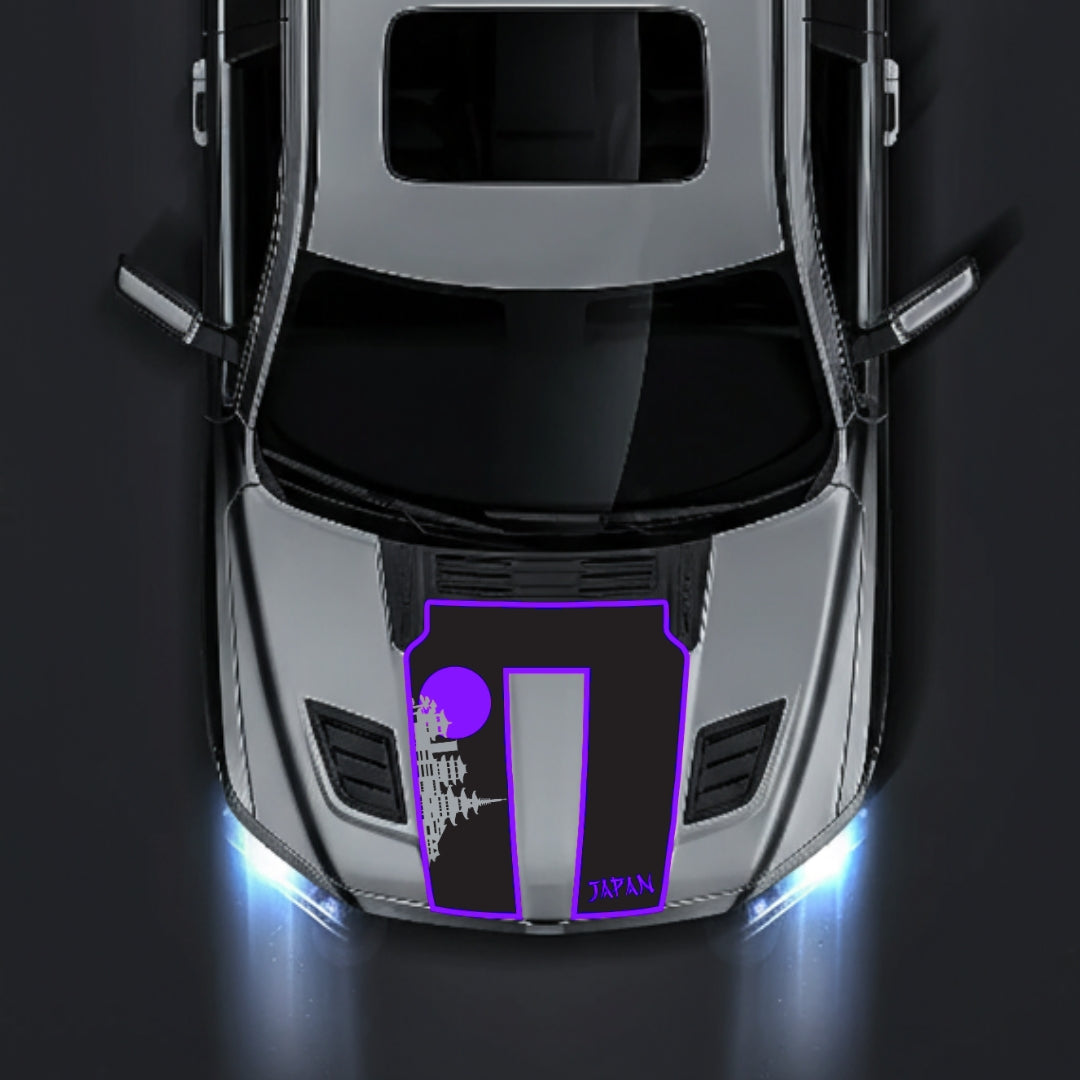 Performance Hood Panel Decal/Sticker - Japan Skyline - Cut - Border Graphic Kit - For Dodge RAM 1500 2019-2025 - Premium Vinyl