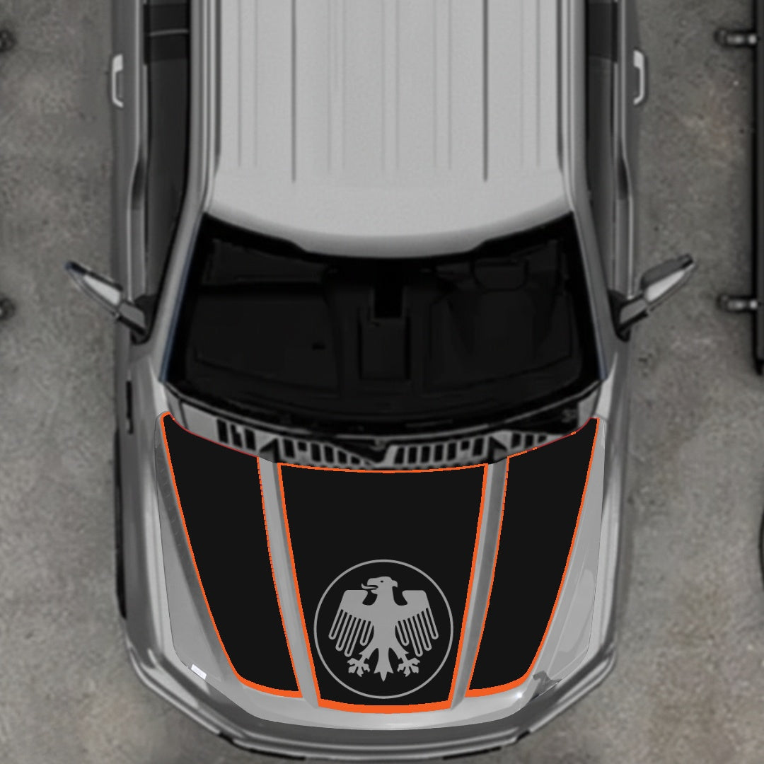 Hood Panel Decal/Sticker - Germany Logo - Cut - Border Graphic Kit - For Ford F-150 2020-2026 - Premium Vinyl